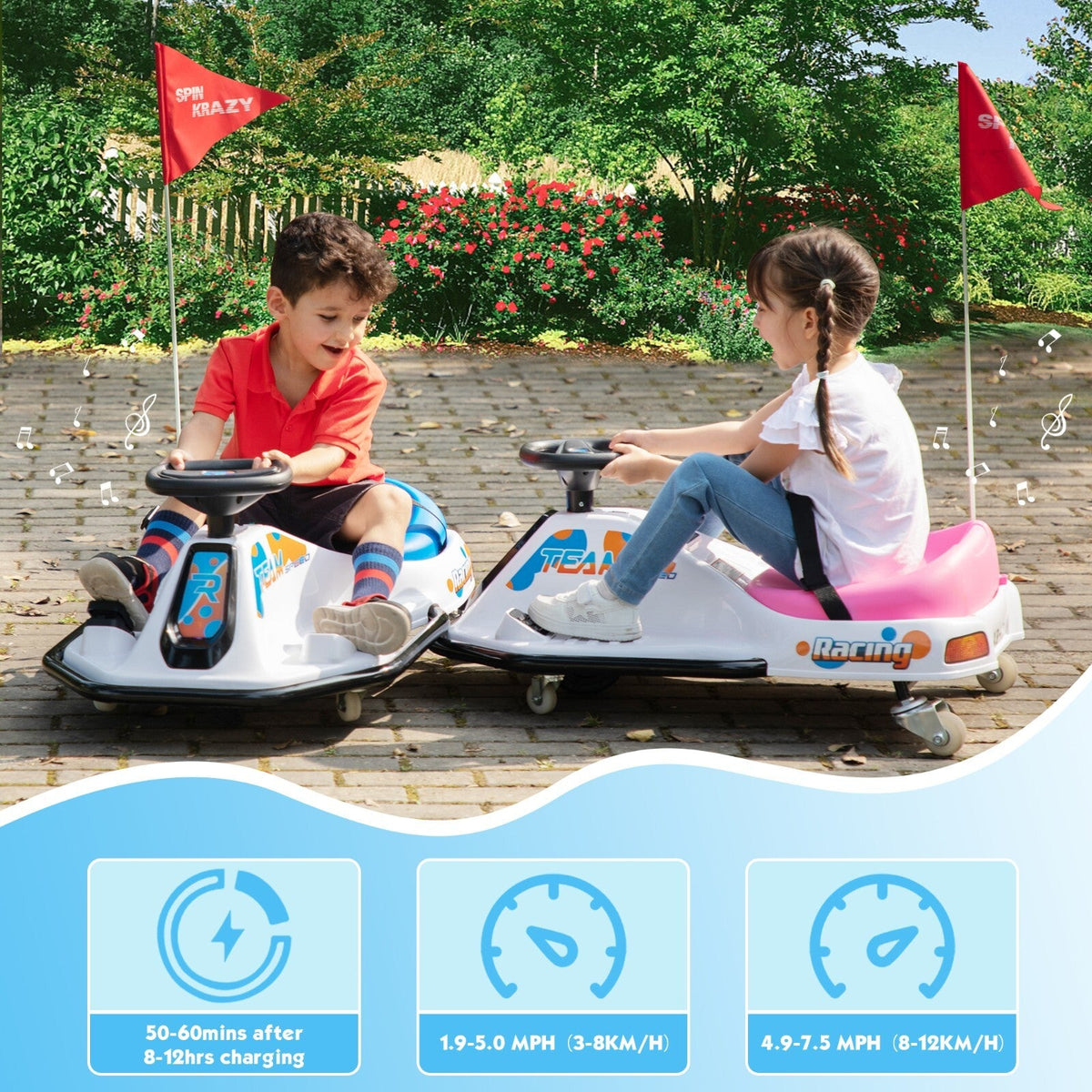 24V Electric Ride-On Drift Go-Kart Toy for Kids Ages 6-12