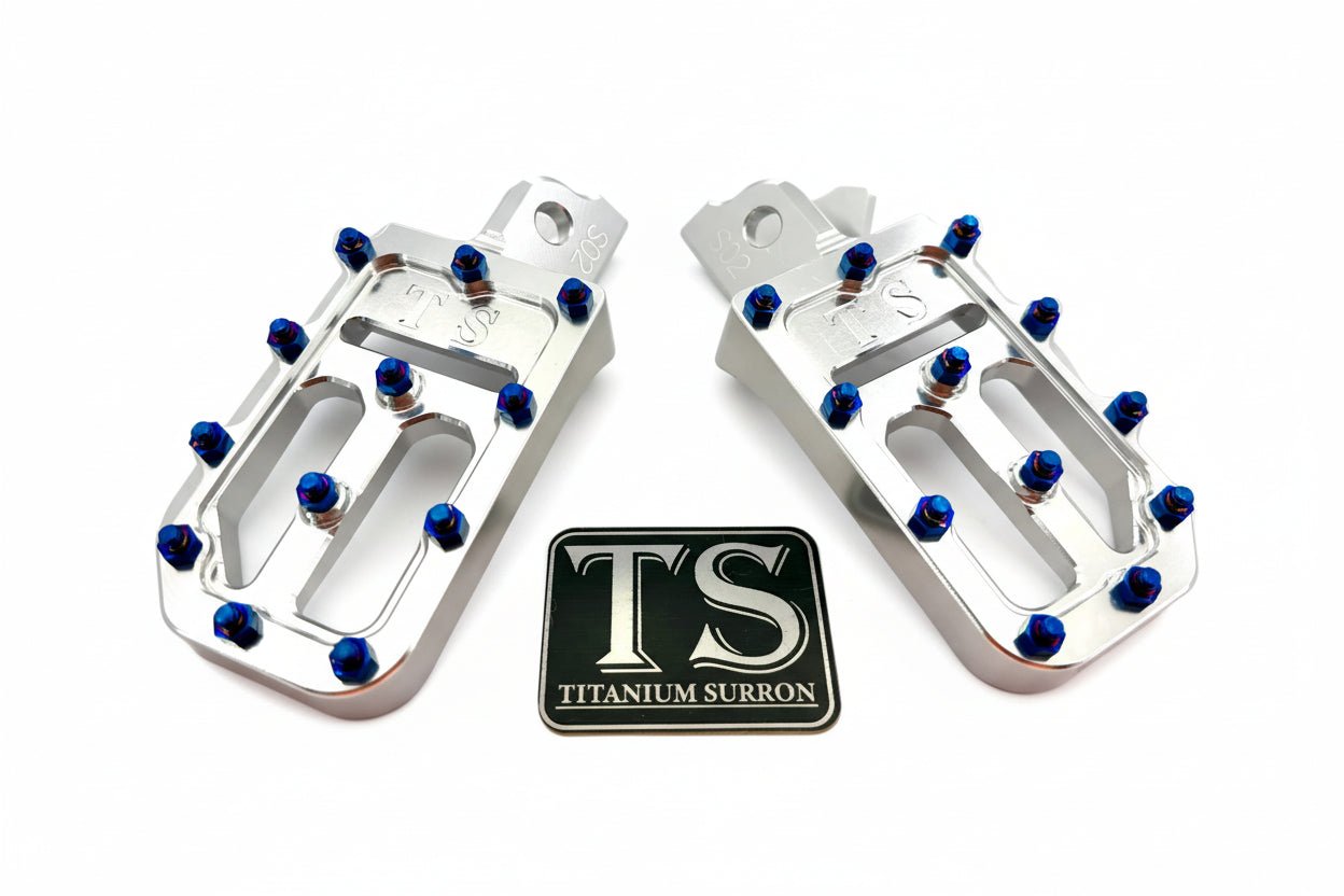 TS Custom Foot Pegs w/ Titanium Grips for Surron and Most Light E - moto