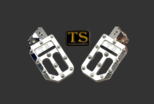 TS Custom Foot Pegs w/ Titanium Grips + Free Titanium Foot Peg Pins for Surron LBX, E-Ride Pro, Ventus & 79 Bike