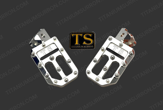 TS Custom Foot Pegs w/ Titanium Grips + Free Titanium Foot Peg Pins for Surron LBX, E-Ride Pro, Ventus & 79 Bike