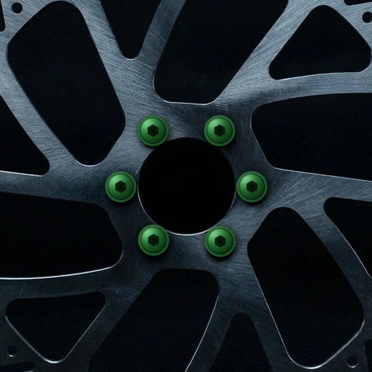 Ultra Bee 240mm rotor with Green titanium rotor bolts installed