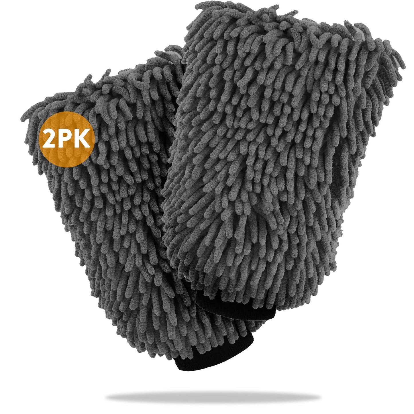 WASH&WHIPS Microfiber Chenille Car Cleaning Mitt - 2pk