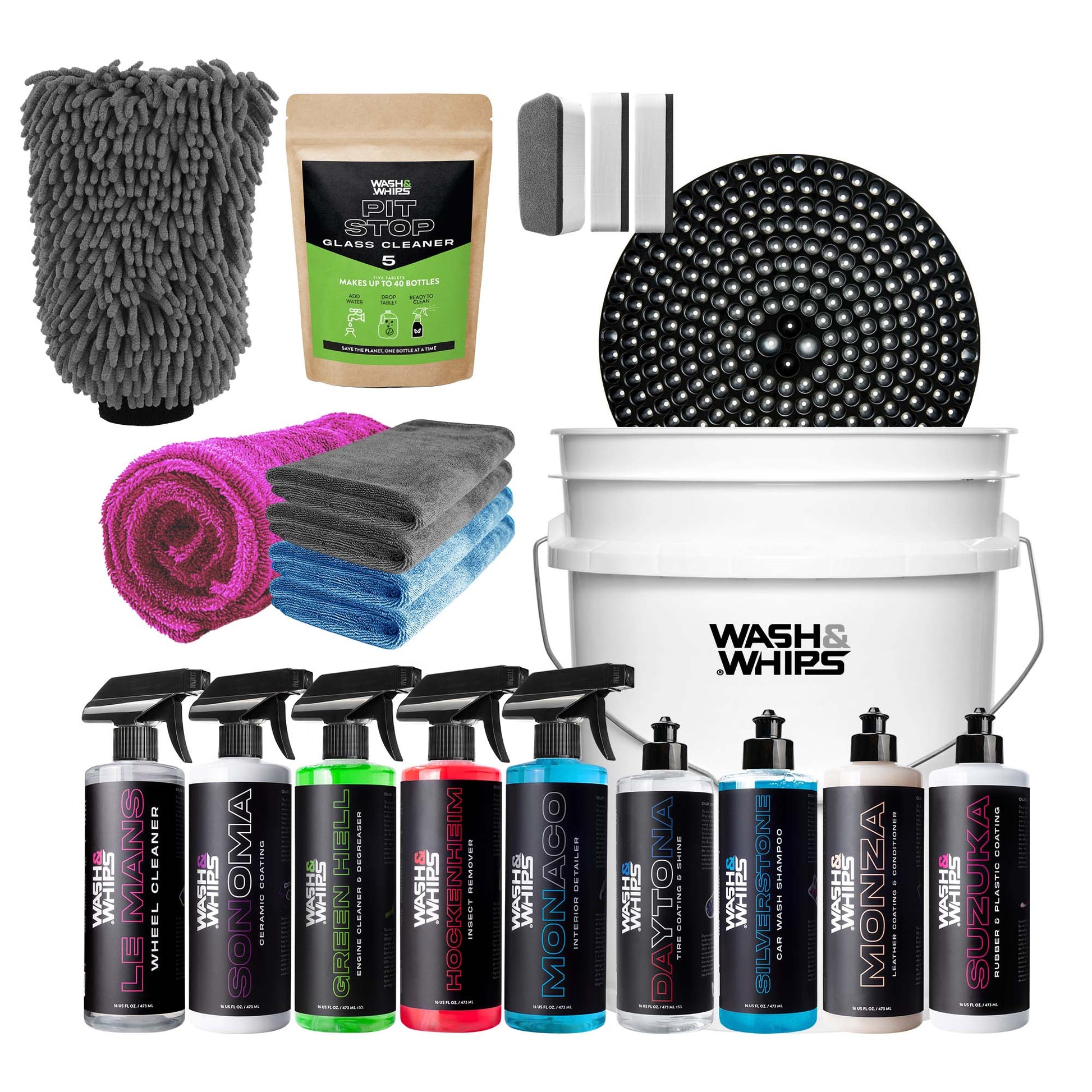 WASH&WHIPS Quick Detailing Pro Kit for Auto Detailing - 16 - Piece Complete Car Care Set