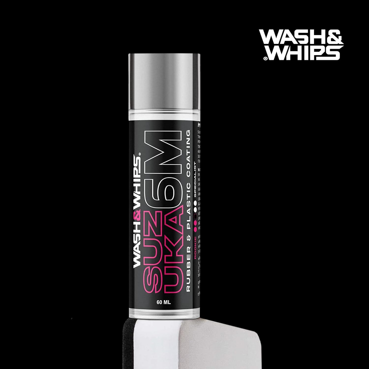 WASH&WHIPS Suzuka 6M Rubber & Plastic Coating for Cars, Restores and Brings Back Black - Concentrated Formula Non - Greasy, 60ml