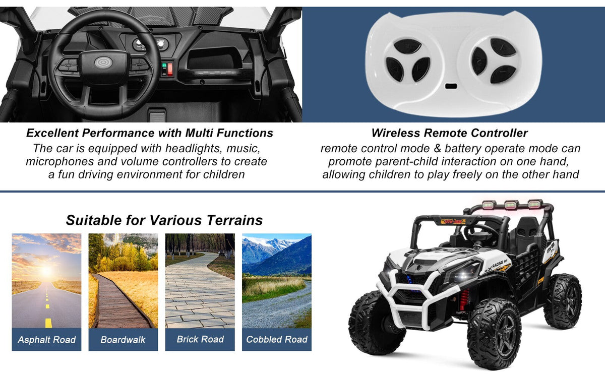 Electric Kids Ride-On 4WD/2WD UTV Truck with 24V Power, Bluetooth, and Music Features