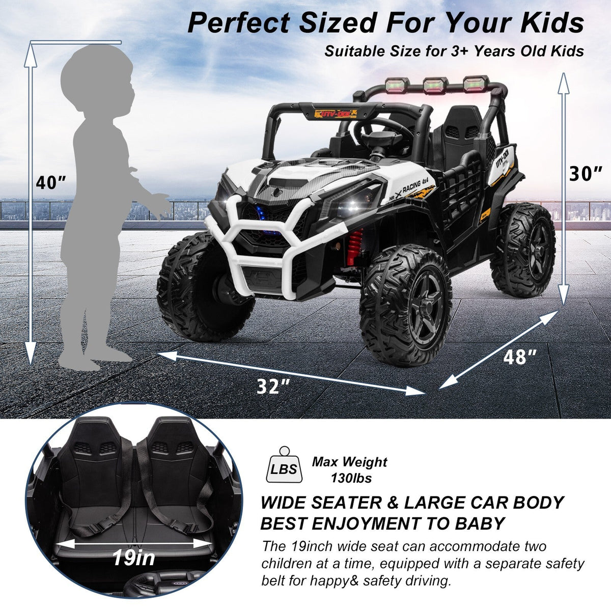 Electric Kids Ride-On 4WD/2WD UTV Truck with 24V Power, Bluetooth, and Music Features